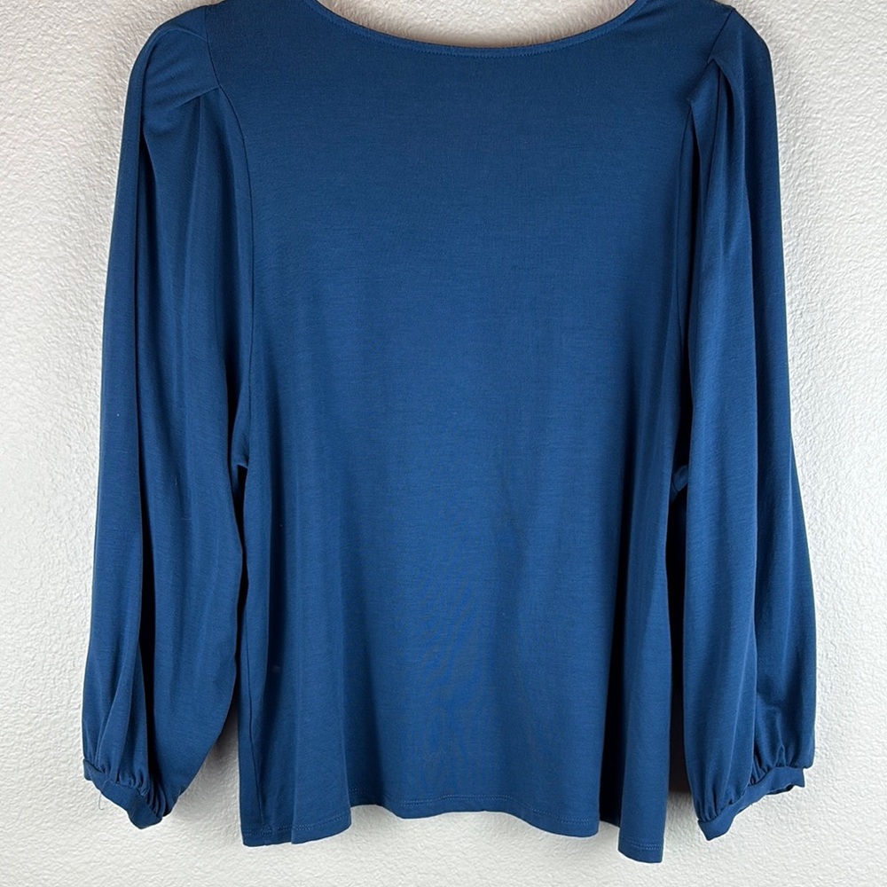 Garnet Hill Women's Teal Blue Balloon Sleeve Tee Size Medium - Picture 5 of 12